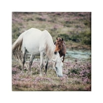 Stupell Industries Horses Grazing by River Animals & Insects Painting Gallery Wrapped Canvas Print Wall Art, 17 x 17
