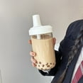 thumbnail image 3 of Portable Transparent Reusable Drinking Cup with Straw Large Capacity Leak Proof Iced Coffee Tea Tumbler for School Travel Outdoor Use, 3 of 5