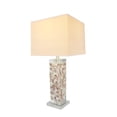 thumbnail image 5 of Aspen Creative 40168-11, 29" High Transitional Metal & Shell Table Lamp, Satin Nickel Finish and Hardback Rectangular Shaped Lamp Shade in White, 13"x13" Wide, 5 of 5