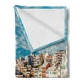 thumbnail image 2 of Italy Soft Flannel Fleece Throw Blanket, Panorama of Old Italian Fishing Village Beach in Old Province Coastal Charm Image, Cozy Plush for Indoor and Outdoor Use, 50" x 70", Turquoise, by Ambesonne, 2 of 5