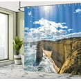thumbnail image 4 of Ambesonne Coastal Shower Curtain, Landscape of a Sunny Coast, 69"Wx75"L, Sky Blue Mustard and Teal, 4 of 4