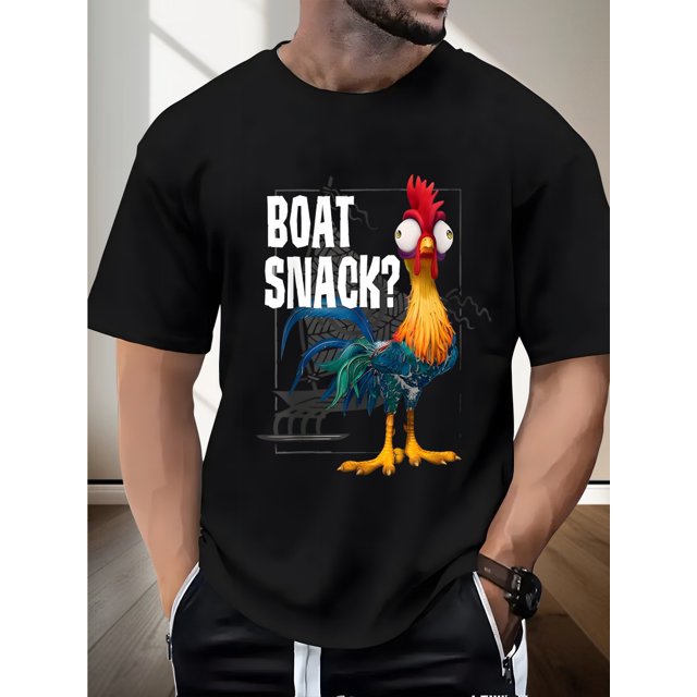 Disney Moana Heihei "Boat Collation" T-Shirt Style Vintage pour Hommes, 100 % Coton, Ajustement Confortable, Manches Courtes Col Rond Décontracté, Cadeau Parfait pour les Vacances & Anniversaires, Sports Extérieurs, Toutes Saisons