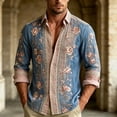 thumbnail image 5 of Dolkfu Collared Dress&nbsp;Shirts&nbsp;for Men Multicolor Long Sleeve Bohemian Button-Up Shirts Printed Retro Vintage Floral Tops Multicolor,L, 5 of 5