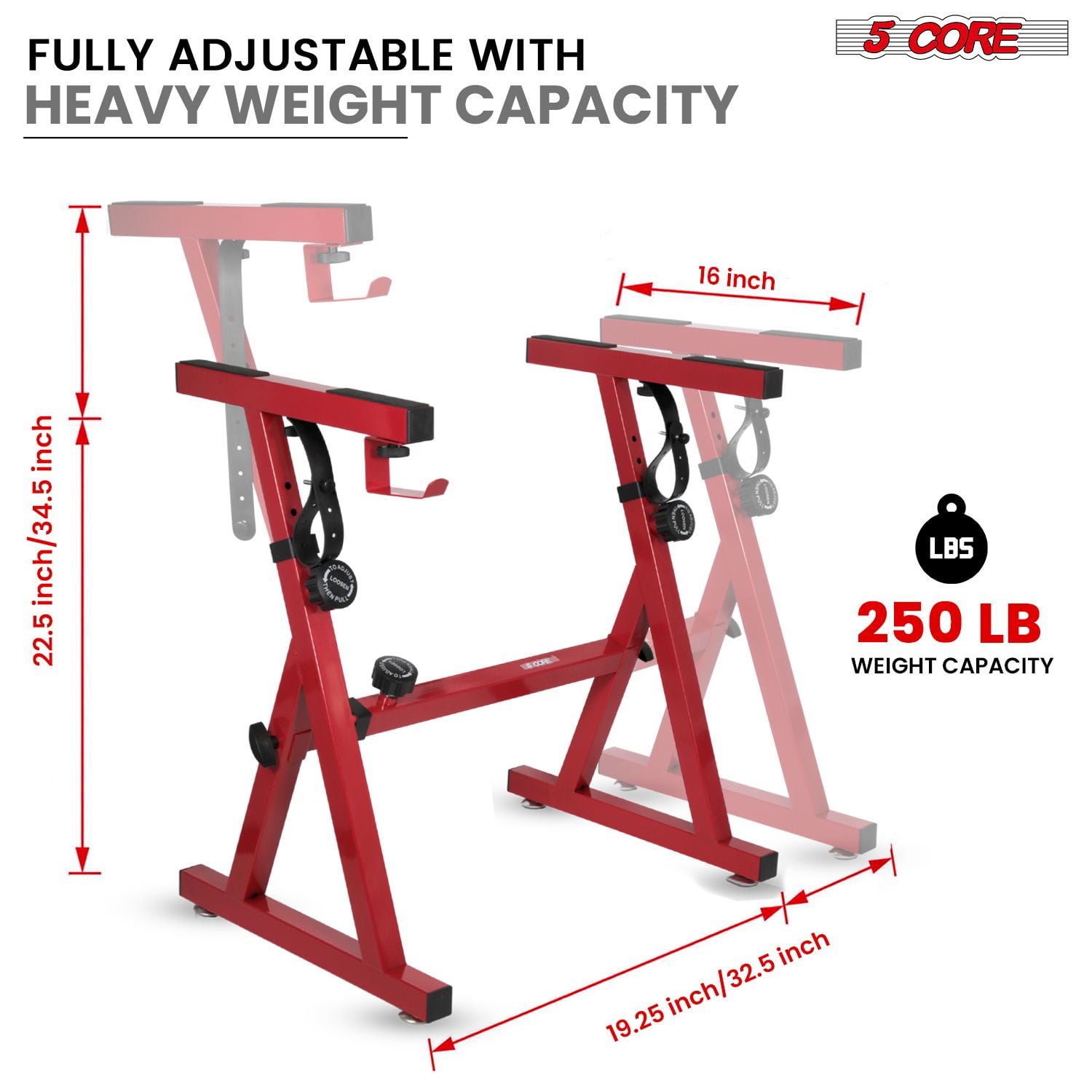 Z-Style Keyboard Stand with Lockable Wheels, Adjustable Height 24.25"-36.5" & Width 19.25"-32.5", Heavy-Duty 250LB Capacity Portable Piano Riser for Digital Pianos