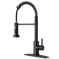 thumbnail image 1 of FORIOUS Black Kitchen Sink Faucet with Pull Down Sprayer, Stainless Steel Commercial Single Handle Classic Spring Pull Out Sink Faucet for Farmhouse Camper Laundry Utility Room RV, 1 of 7