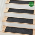 thumbnail image 3 of MBIGM Stair Treads for Wooden Steps, Non Slip Indoor Polyester Stair Runners, Striped Black, 15 Pack, 3 of 11