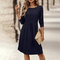 thumbnail image 4 of Levmjia Womens Casual Dress Long Sleeve Round Neck Stretchy Comfortable Polyester Solid Color Daily Wear Work Vacation Multi Color Options, 4 of 8
