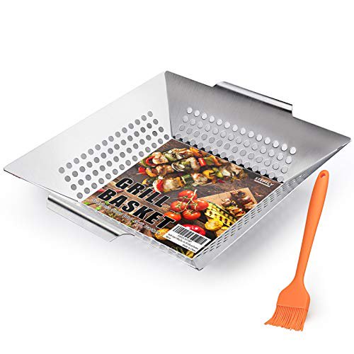 Stepfly Large Grilling Basket for More Vegetables& Meat,Heavy Duty
