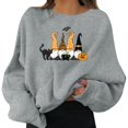 thumbnail image 2 of FASHOFT Womens Halloween Sweatshirt Cute Pumpkin Graphic Oversized Sweater Long Sleeve Crew Neck Pullover Tops Fall Winter Casual Holiday Hoodie Grey S, 2 of 6