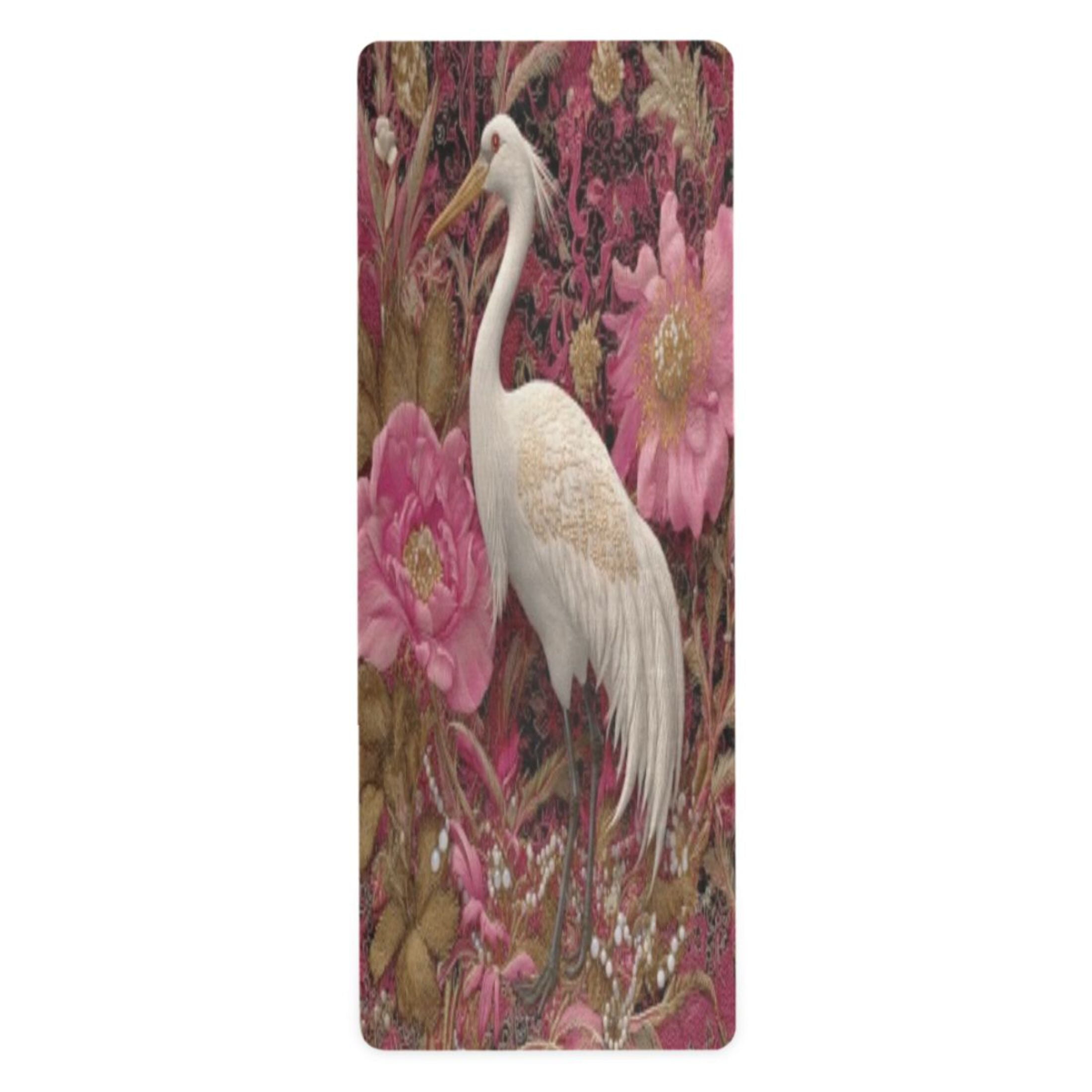 BZSMCE Yoga Mat Women Fitness Mat Vibrant Bloom Crane Pattern