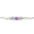 thumbnail image 2 of 925 Sterling Silver and 10K Yellow Gold Pink Created Sapphire Topaz and White Lab Grown Diamond Tennis Bracelet for Women (1.97 Cttw, Gemstone September Birthstone, Fully Adjustable up to 9 inch), 2 of 4