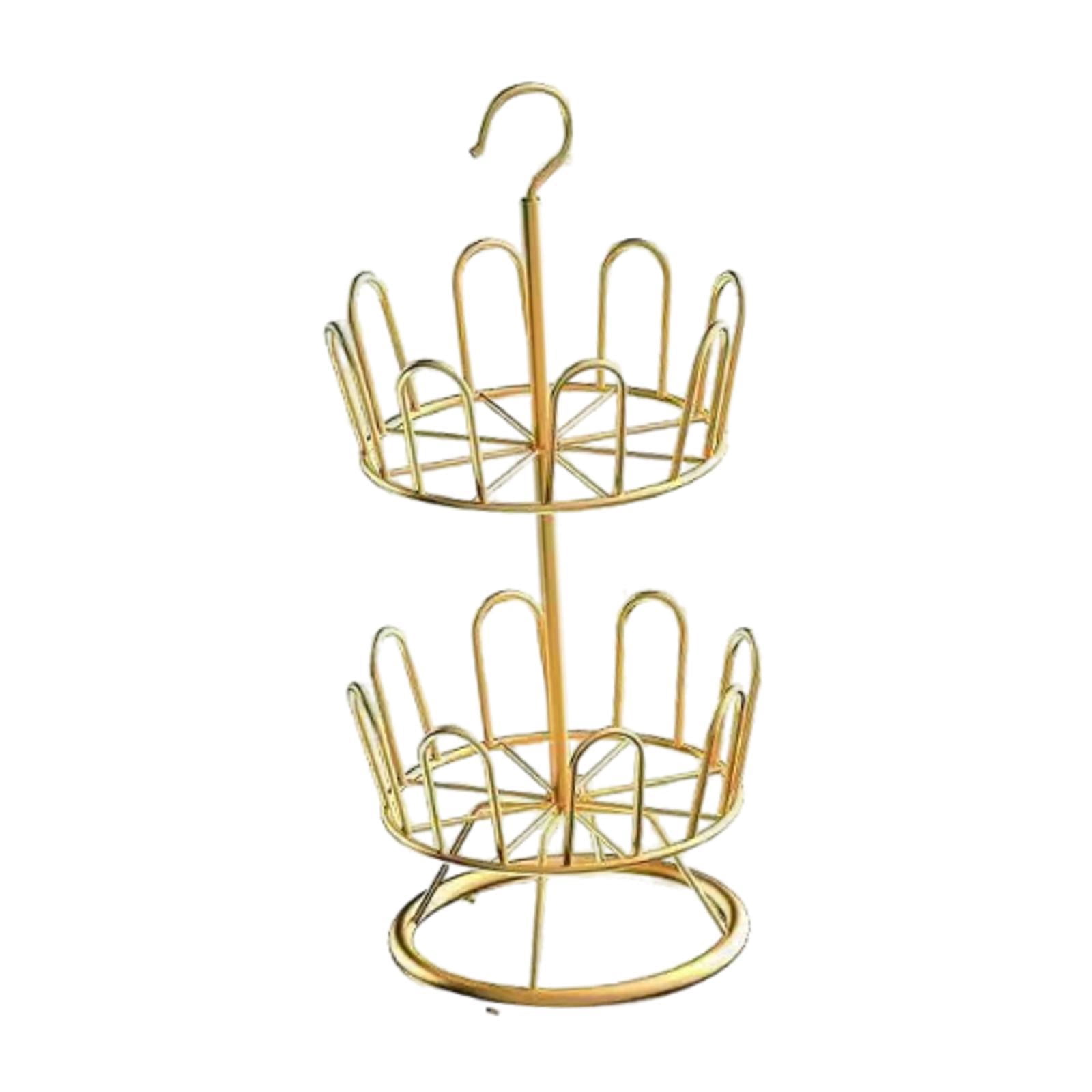 Fiocias High Quality Rotating Shoe Rack. Standing Circular Rack with Outstanding Design. Gold 2 Tiers