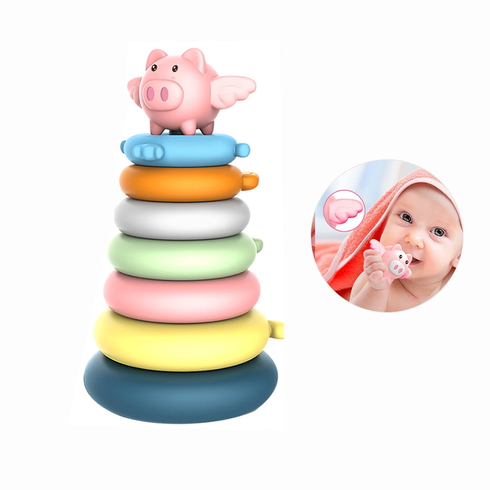 FNNMNNR 7 Rings Baby Stacking & Nesting Toys for Babies 6 Months and up