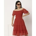 thumbnail image 6 of Moomaya Square Neck Tiered Dress, Knee Length Flared Smocked Summer Dress, 6 of 8