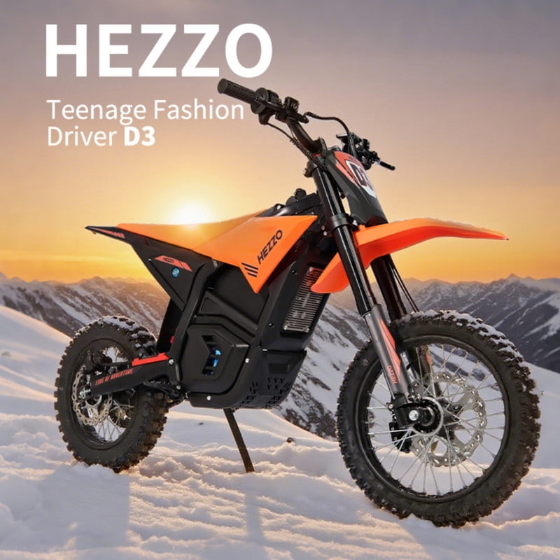 HEZZO D3 Electric Dirt Bike for Adult Teens,3500W Motor Up to 37 mph,60V 30Ah Battary, 14" Wheels, Hydraulic Disc,Full Suspension,160NM E-Motorcycle