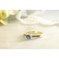thumbnail image 4 of Gem Stone King 18K Yellow Gold Plated Silver Ring Round Persian Blue Moissanite and Created Sapphire Blue (1.00 Cttw, Size 6), 4 of 5