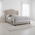thumbnail image 6 of Fabric Upholstered Eastern King Bed with Camelback Headboard, Beige, 6 of 6