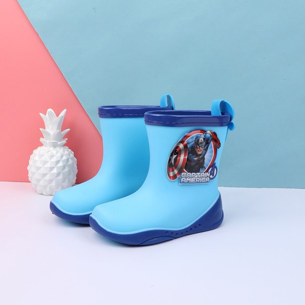 Dibujos animados de Disney niños botas de lluvia niños bebé cuatro estaciones botas de lluvia zapatos de agua niños dibujos animados antideslizante mid-tube goma shoes170-Insole 17cm Gao Jinjia LED