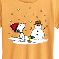 thumbnail image 3 of Peanuts - Snoopy Woodstock Snowman - Women's Short Sleeve Graphic T-Shirt, 3 of 7