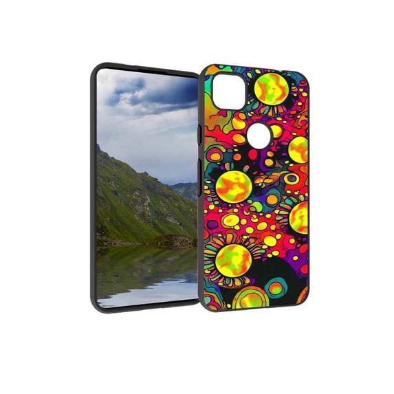 Compatible with Google Pixel 4A 4G Phone Case, Abstract-Psychedelia-Hippie-24 Case Silicone Protective for Teen Girl Boy Case for Google Pixel 4A 4G