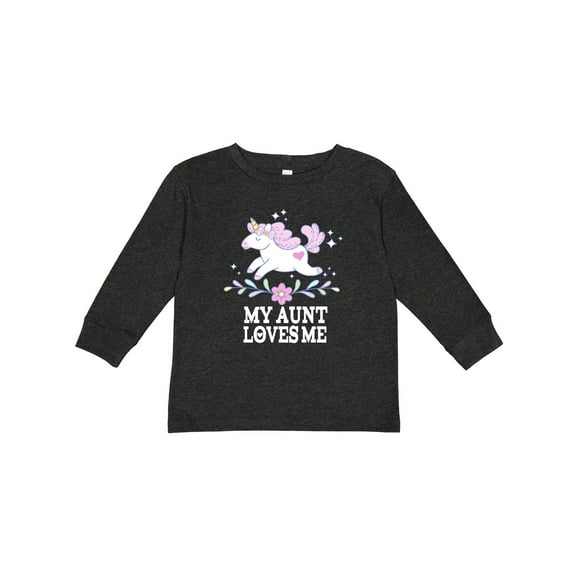 Inktastic My Aunt Loves Me Unicorn Girls Long Sleeve Toddler T-Shirt