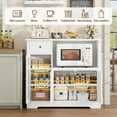 thumbnail image 4 of Homfa Microwave Cabinet with Hutch, Kitchen Pantry Cabinet Sideboard with Adjustable Shelves and Drawer for Dining Room, White, 4 of 8