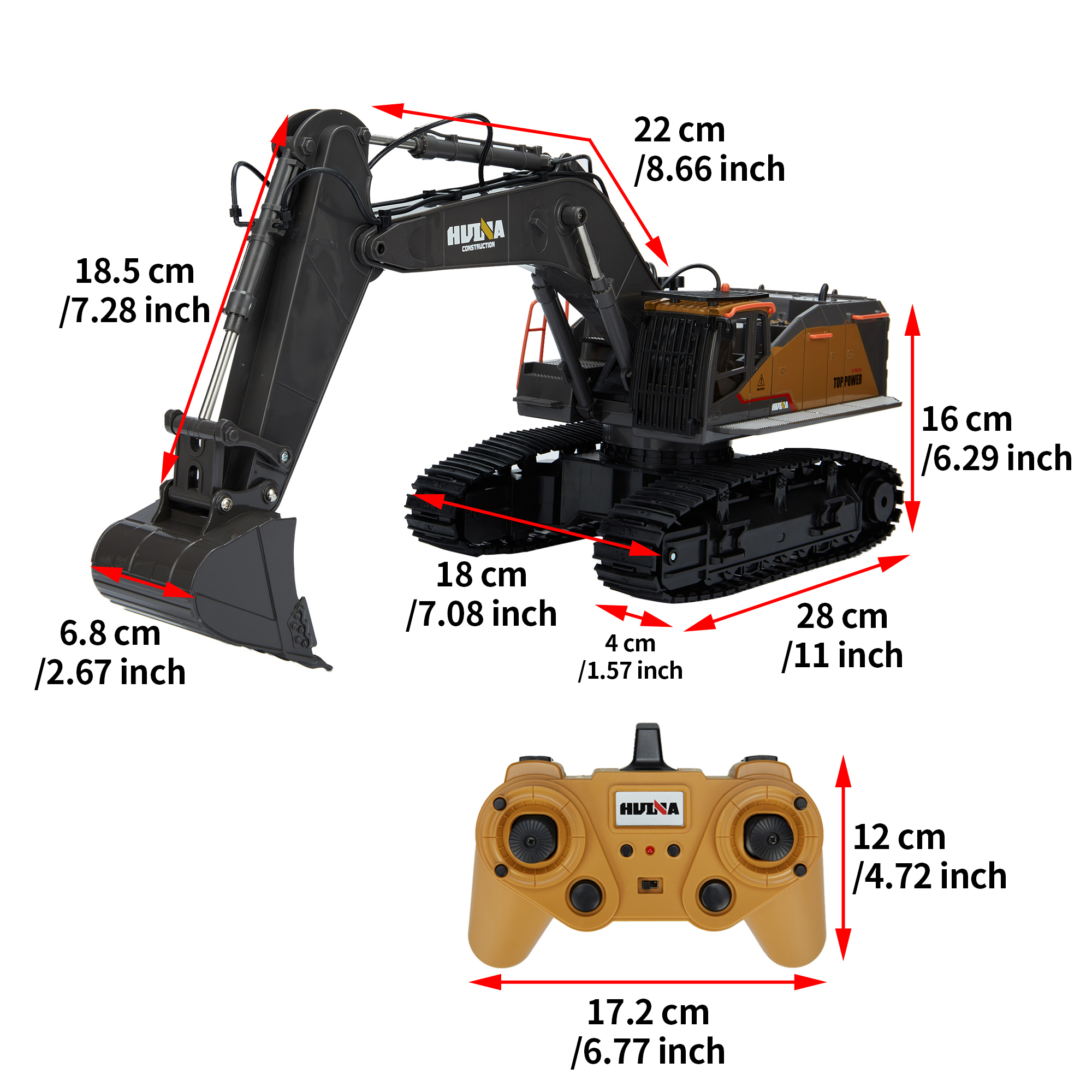 RC Excavator Truck, 2.4Ghz 22 Channels RC Engineering Vehicle Excavator, 1:14 Mini RC Truck Rechargeable Simulated Vehicle with Remote Controller Kids For Boys Birthday  Toy - image 3 of 8