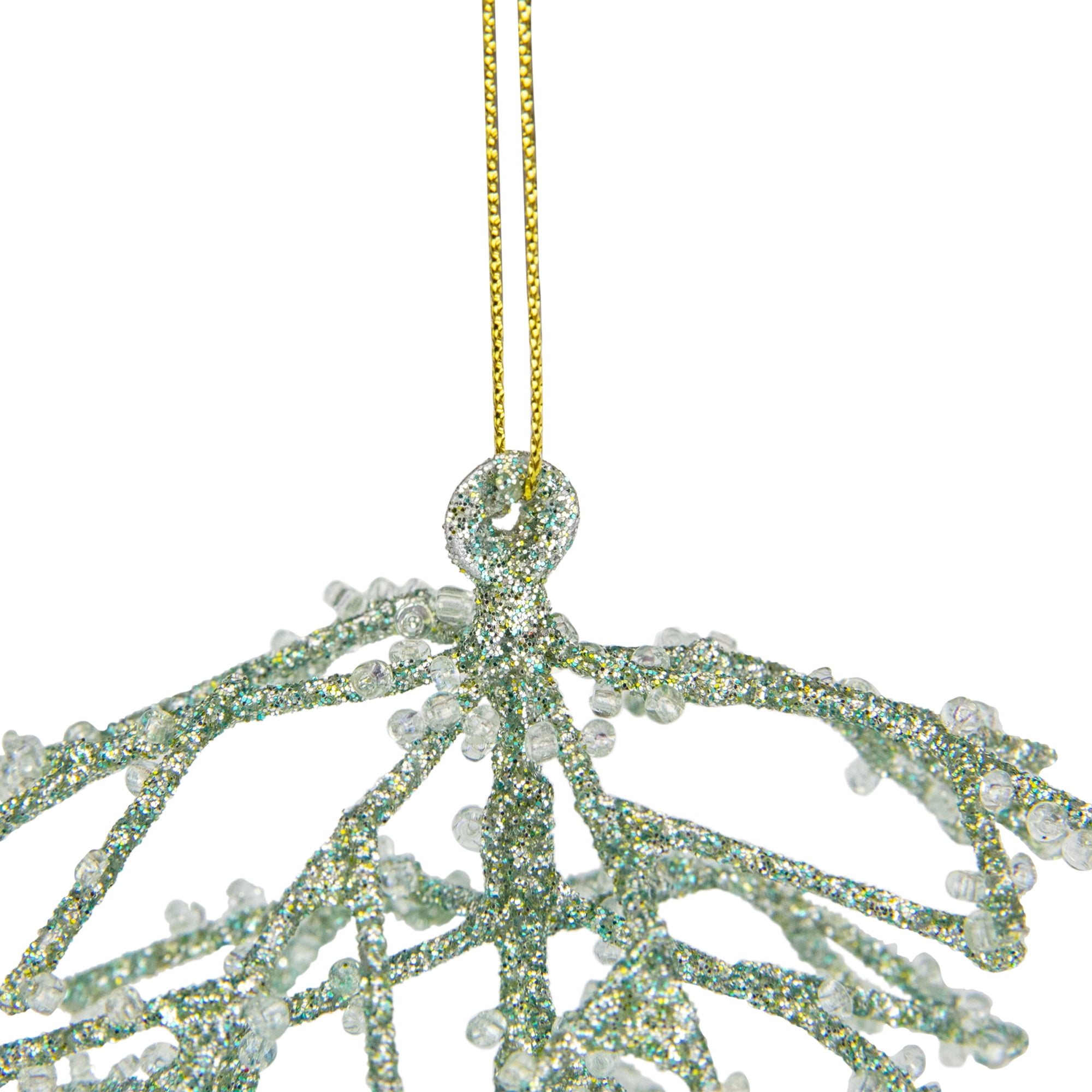 4.75" Green 3-D Glittered Iron Wire Pine Cone Christmas Ornament