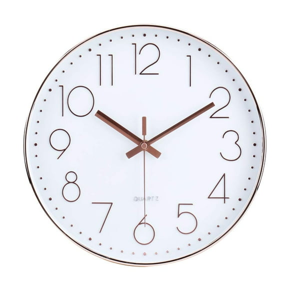 Reloj de pared jomparis, funciona con pilas, 30 cm, color dorado rosa silencioso