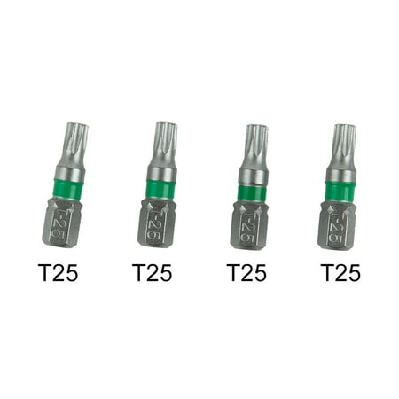 

BAMILL 4Pcs Magnetic T6-T40 Hex Head Screw Driver Bit 1/4inch Hex Shank 25mm Spanner