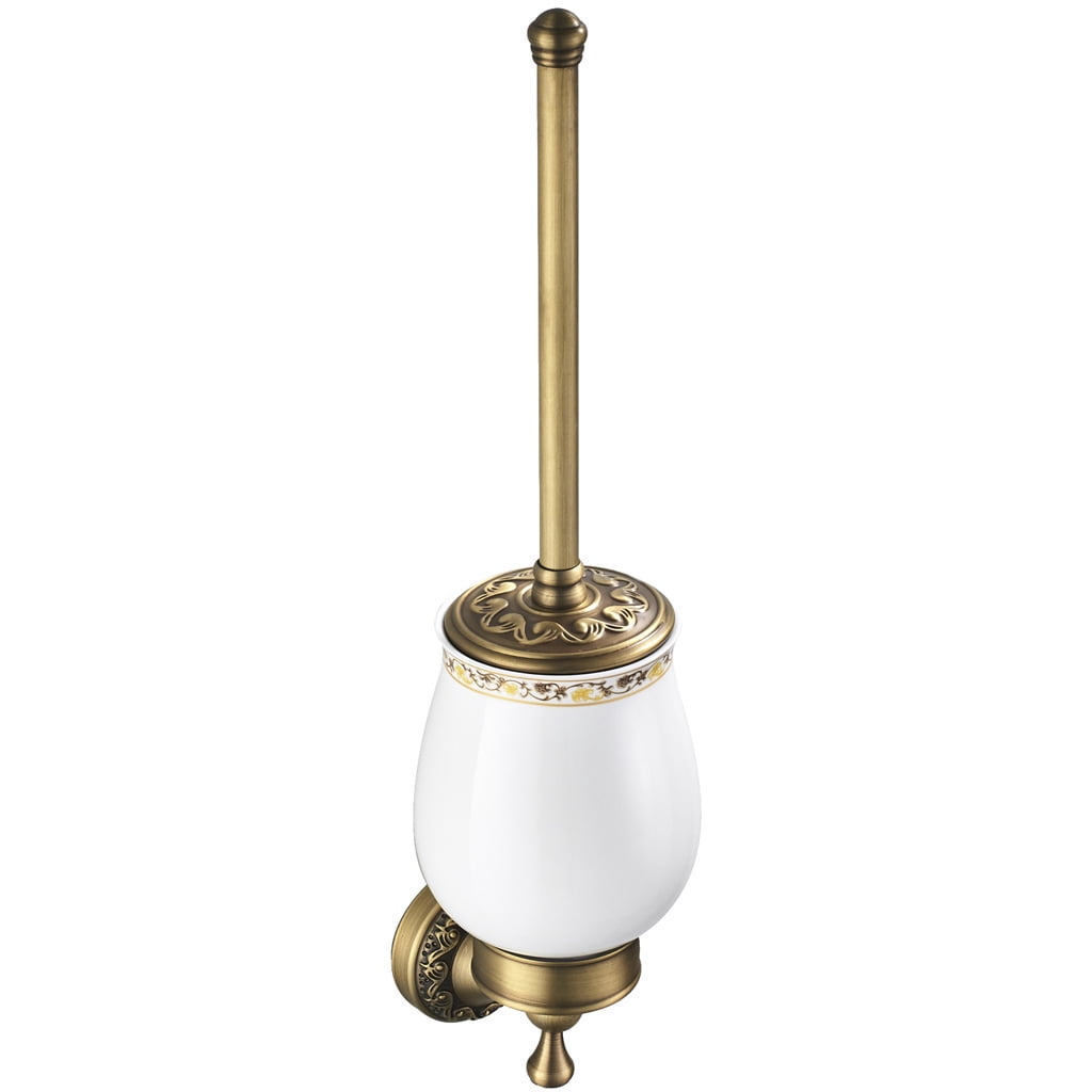 Vintage Brass Wall Mounted Lavatory Toilet Brush and holder Bathroom Tool