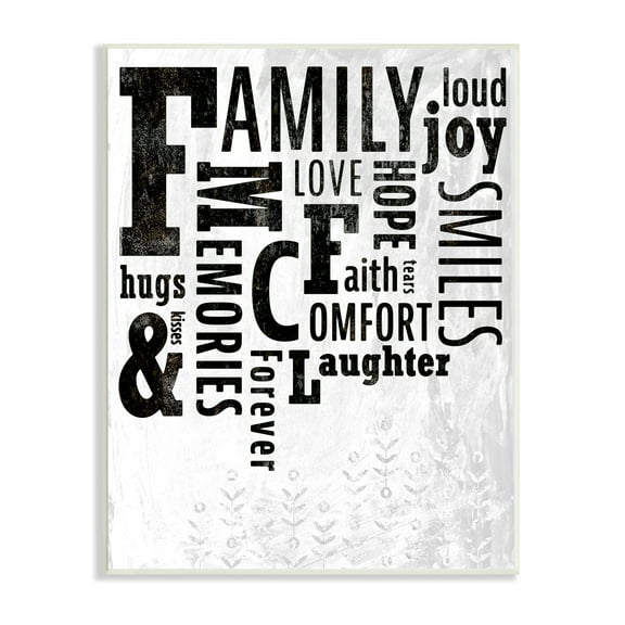 Stupell Industries Family & Memories Typography Arrangement Light Florals Inspirational Painting Unframed Art Print Wall Art, 10 x 15