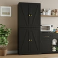 thumbnail image 3 of YouTrend 72'' Farmhouse Kitchen Pantry Cabinet with 4 Barn Doors,Storage Cabinet W/ 4 Shelves for Living Room,Kitchen,Bathroom,Office,Black, 3 of 10