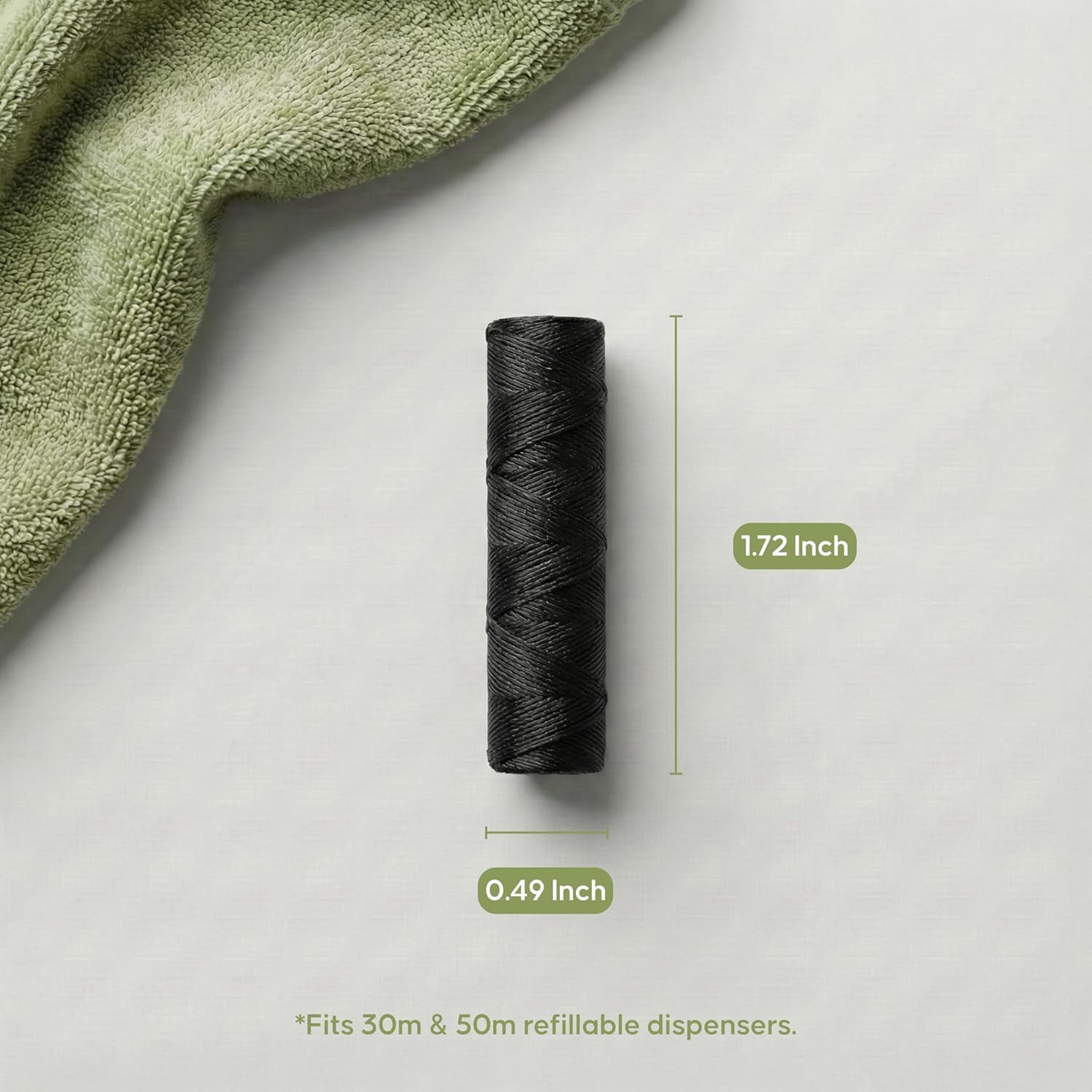 Natural Bamboo Charcoal Dental Floss Refills | Vegan, Eco-Friendly, Biodegradable, Candelilla Wax, PFAS & Plastic Free, Non-Toxic, Peppermint Essential Oil | Zero-Waste | Oral Care Set – 5x30M Spools