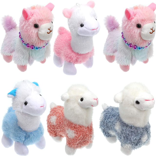 6 Pieces Mini Llama Plush Stuffed Animal Toys Alpaca Animal Stuffed Toys 5 Inches Plush Dolls Cute Llama Keychain for Christmas Tree Decoration Bag Fillers Birthday Wedding Baby Shower Party Favors