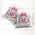 thumbnail image 6 of Ambesonne Cat Throw Pillow Cover 2 Pack, Heart Shape Glasses Bow, 20", Magenta Beige Black, 6 of 7