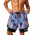 thumbnail image 5 of MYAOYI Mens 2 in 1 Tropical Swim Trunks Quick Dry Running Shorts with Compression Liner, 5 of 5