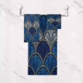 thumbnail image 5 of 3 Piece Bath Towels Set Bath Towel, Hand Towel and Face Towel for Bathroom, Gym, Hotel Dark Blue Fan-shaped Pattern, 5 of 8