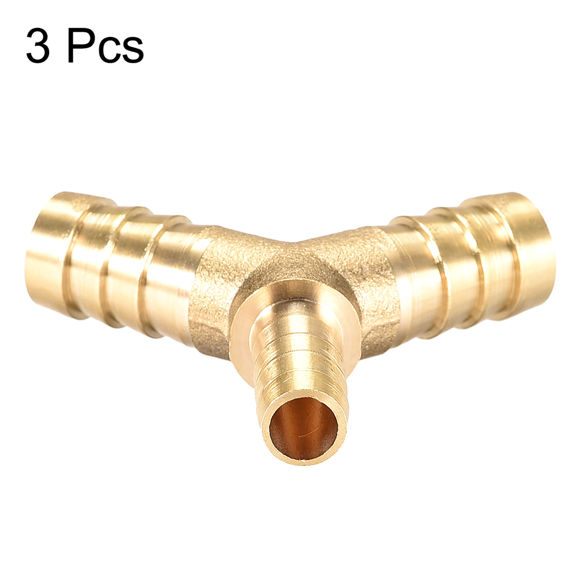 3pcs 12X8X12mm Hose ID Brass Reducer Barb Fitting Y-Shaped 3 Way Tee Connector Adapter for air Oil etc Fuel Water 