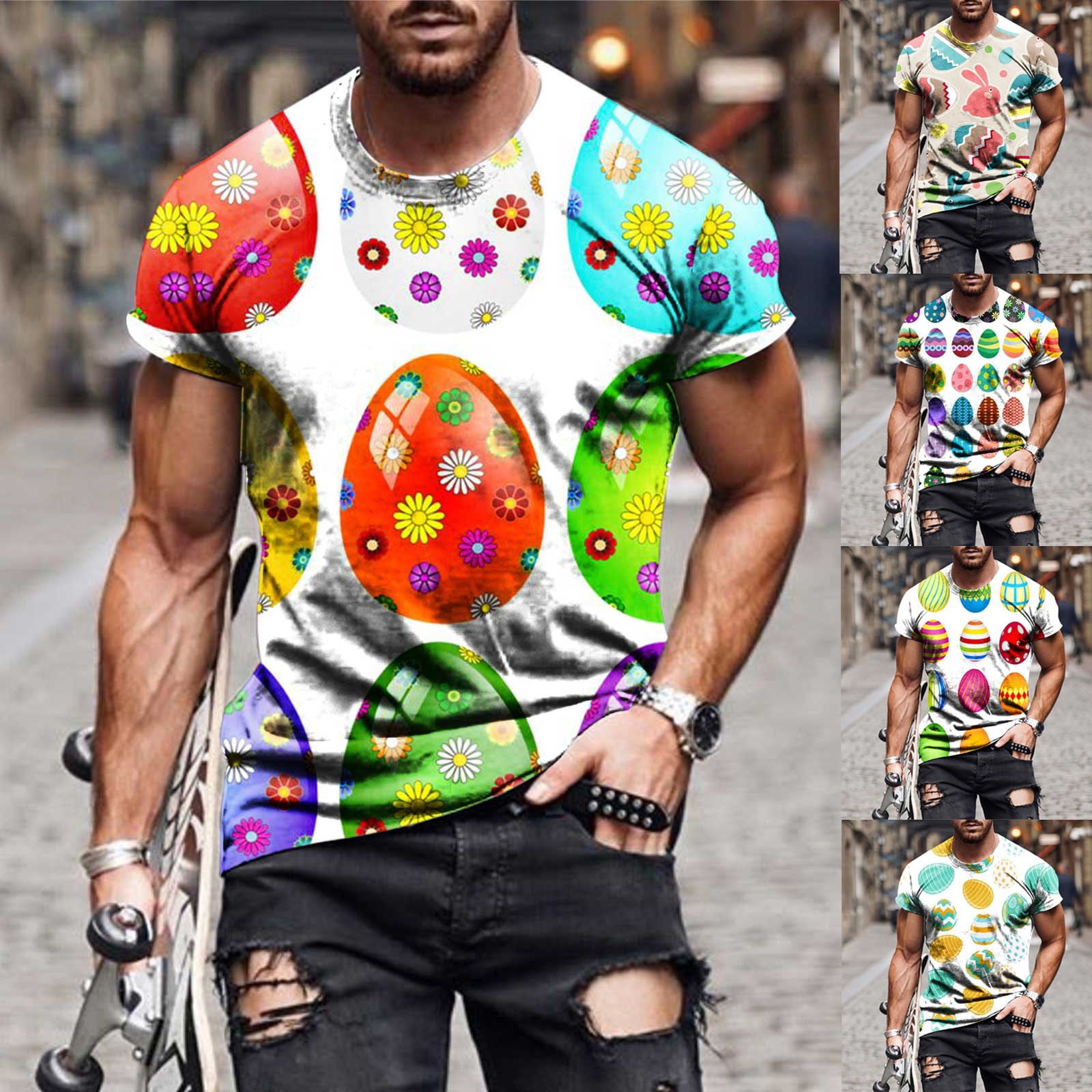 Get married Much plans Xihbxyly Easter Eggs Shirt for Men, Men Easter Eggs Tops Casual Round Neck  Easter 3D Digital Printing Pullover Fitness Sports Shorts Sleeves T Shirt  Blouse Men Shirts Clearance Sale On Sale Clearance -