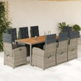 thumbnail image 1 of vidaXL 9 Piece Garden Dining Set with Cushions Grey Poly Rattan, 1 of 5