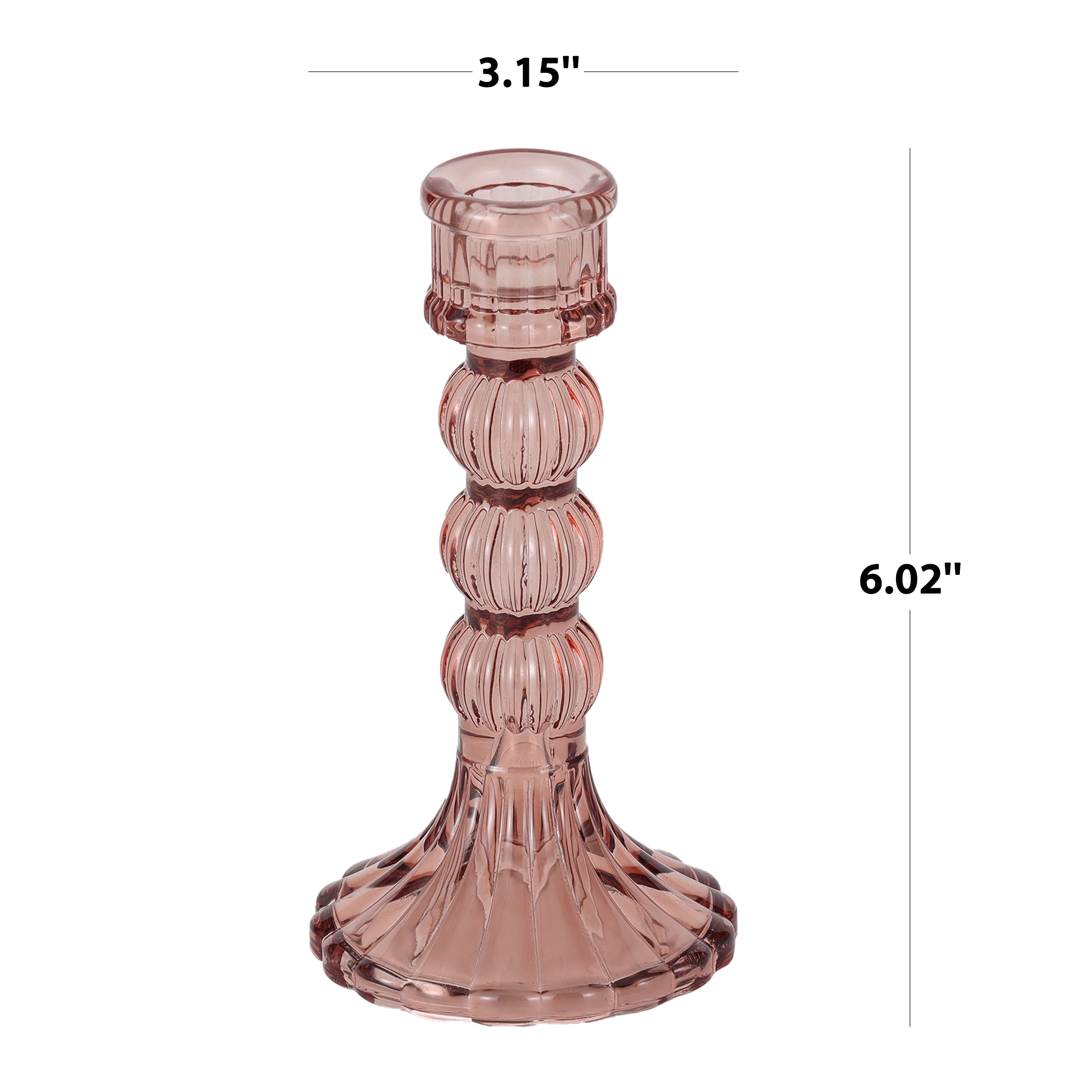 Home Decor Collection Sterling & Noble Home Translucent Pink Glass Tabletop Taper Candle Holder, Large