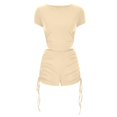 thumbnail image 3 of Birdeem Mode Femme Aguichant Solide Manches Courtes Col Rond Pantalon à Cordon Ensembles Chemises, 3 of 12