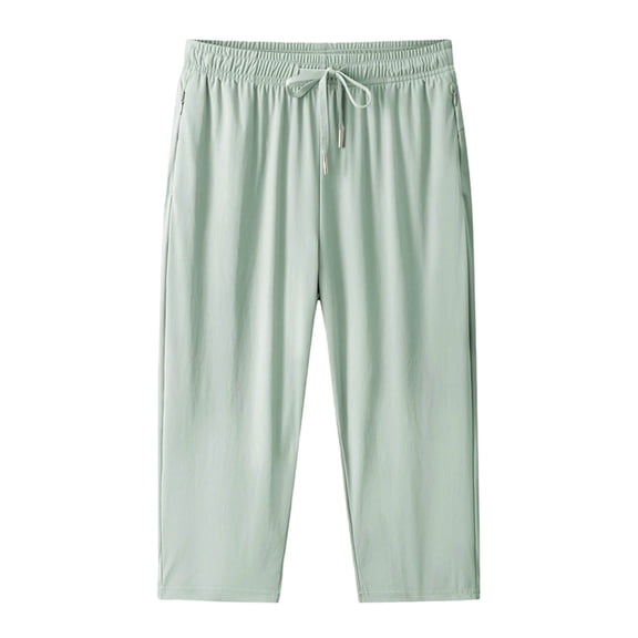 cocolona Womens Summer Casual Ice Pajama Capri Pants Elastic Waist Straight Wide Leg Lounge Pants with Pockets