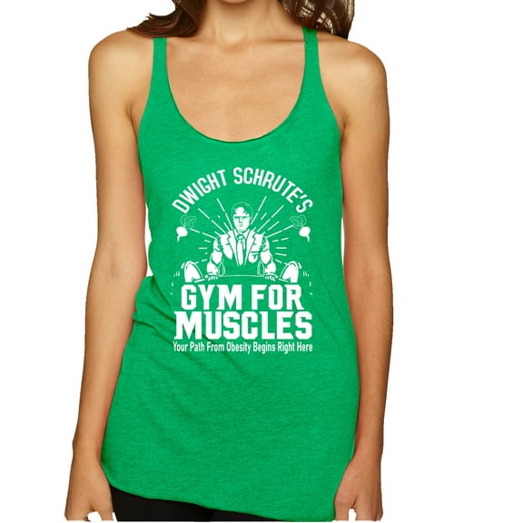 Wild Bobby, Dwight Schrute's Gym for Muscles Pop Culture Tri-Blend Racerback Tank Top, Envy, Small