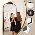 thumbnail image 5 of Antok 64"x21" Vintage Arched Full-Length Mirror with Carved Metal Frame, Baroque-Style Floor Mirror for Living Room, Bedroom, Entryway or Hallway Decor, Black, 5 of 7