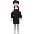 thumbnail image 3 of Dpytoraw Kid Art Smock Solid Color Apron Sleeve And Hat Three Piece Set For Children Printed Artist Painting Aprons Smocks With Long Sleeve Girls Top Size Black 6-9 Years, 3 of 3