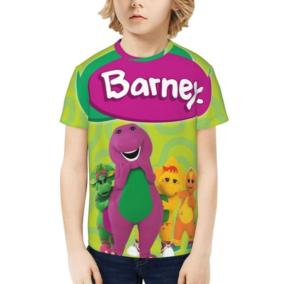 Barney And Friends T-Shirt for Boys Girls Youth, 3D Printed Graphic T-Shirts Short Sleeve Summer Casual Tee Shirts for Kids