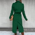 thumbnail image 6 of Rigardu Women's Faux Wool Coat Blouse Thin Coat Trench Long Jacket Ladies Slim Long Belt Elegant Overcoat Outwear Green + L, 6 of 7