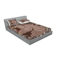 thumbnail image 2 of Ambesonne Animal Fitted Sheet & Pillow Sham Set, Growling Grizzly Bear, Full, Brown and White, 2 of 2